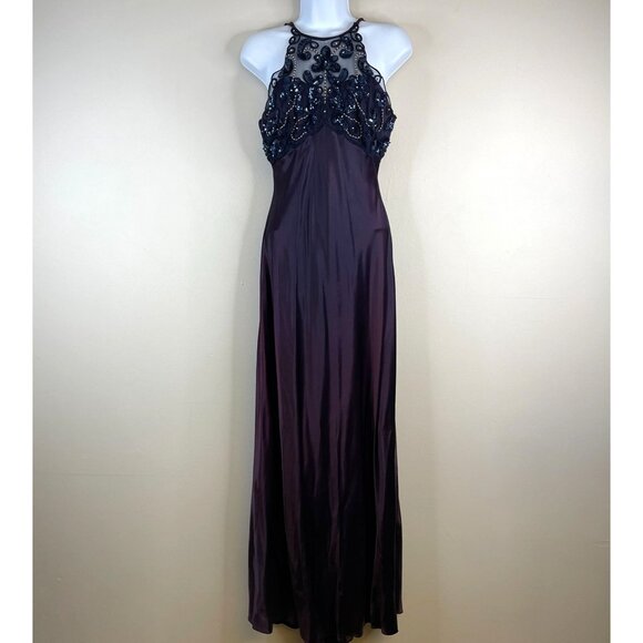 Vintage Y2K Morgan Co Whimsigoth Fairy Maxi Dress 8 Purple Beaded Lace Prom Gown - Picture 1 of 16